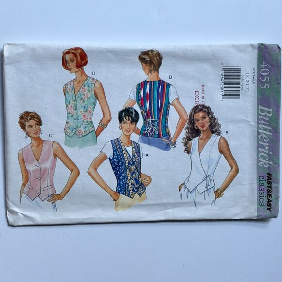 Butterick Pattern 4055 Misses Top and Vests - Picture 3 of 3